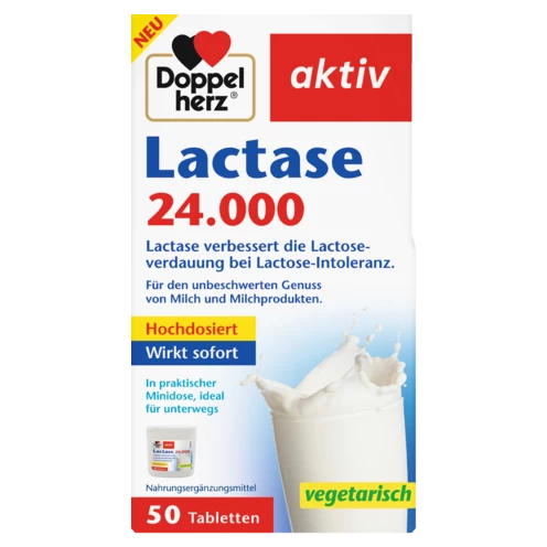 Abbildung der Produktverpackung Doppelherz aktiv Lactase 24.000 Frontansicht